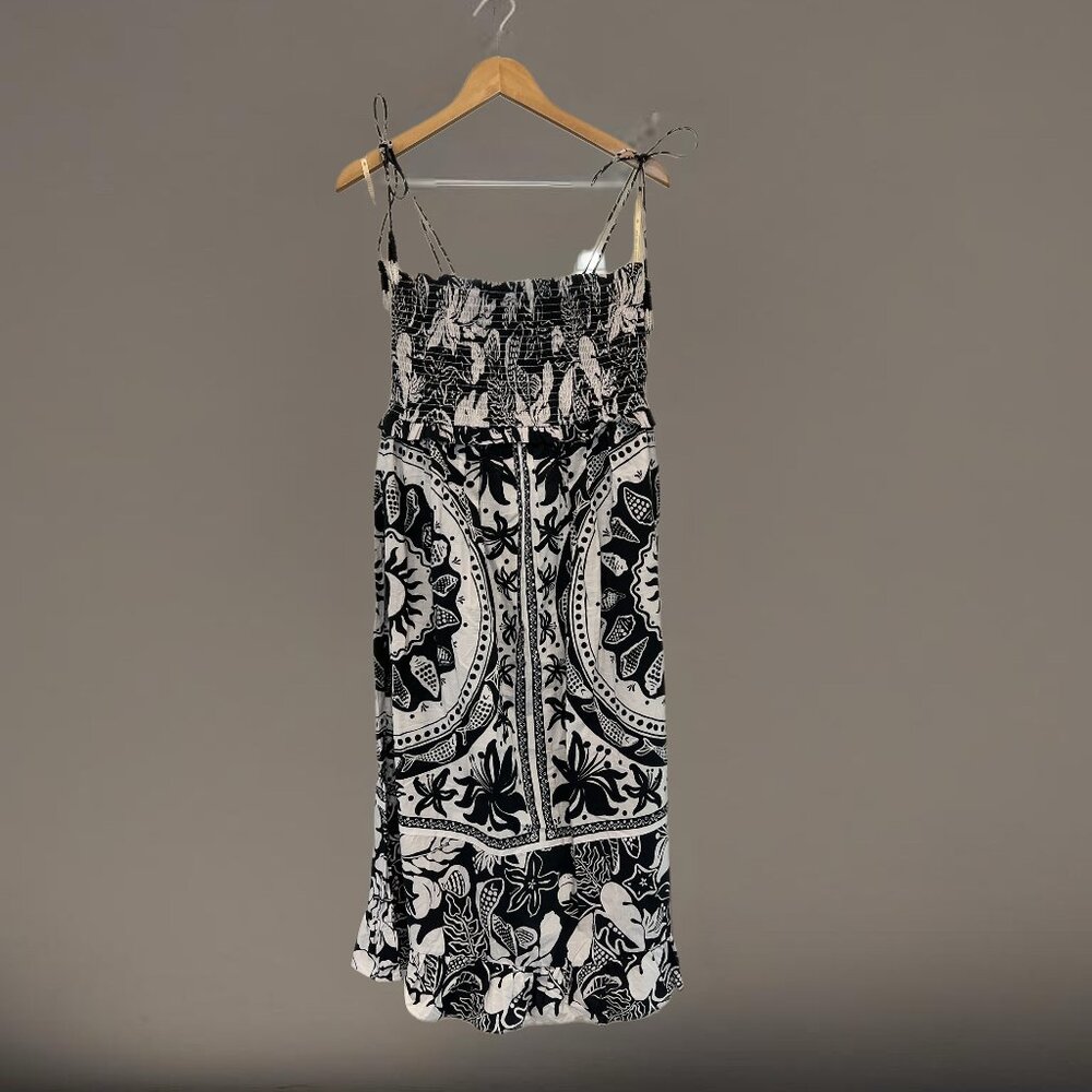 Farm Rio/Anthropologie Black and White Floral Midi Dress - Picture 7 of 9